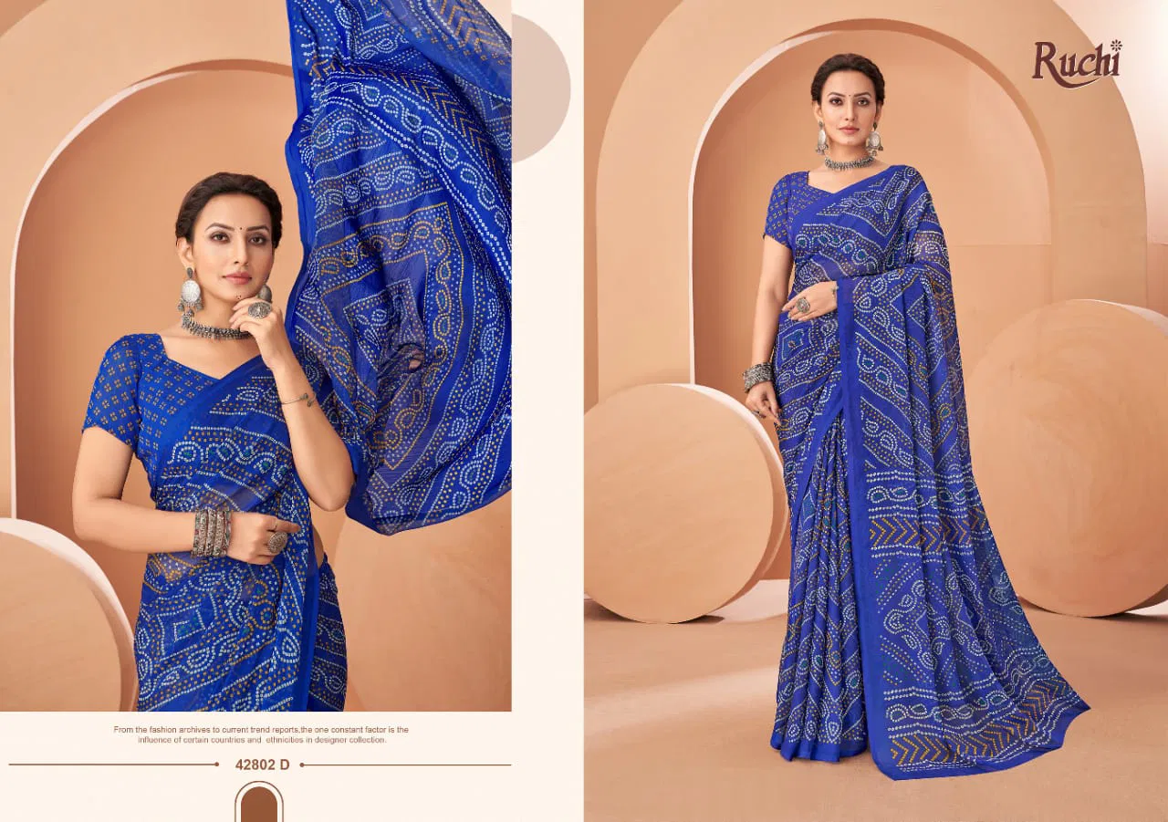 Star Chiffon 195 By Ruchi Chiffon Daily Wear Sarees Wholesale Market In Surat With Price